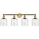 Edison Bella 32.5"W 4-Light Brushed Brass Bath Vanity Light w/ Seedy S