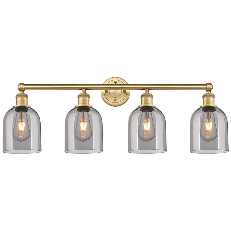 Image 1 Edison Bella 32.5"W 4-Light Brushed Brass Bath Vanity Light w/ Smoke S