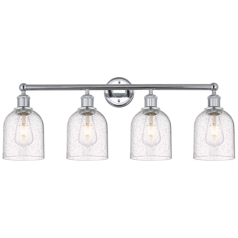 Image 1 Edison Bella 32.5"W 4-Light Chrome Bath Vanity Light w/ Seedy Shade