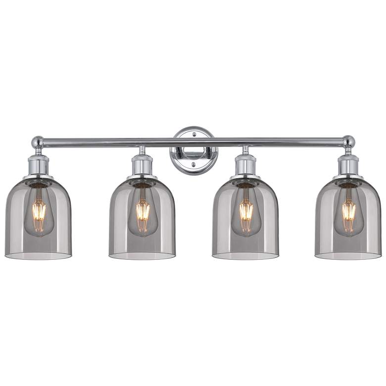 Image 1 Edison Bella 32.5"W 4-Light Chrome Bath Vanity Light w/ Smoke Shade