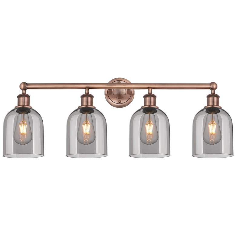 Image 1 Edison Bella 32.5"W 4-Light Copper Bath Vanity Light w/ Light Smoke Sh