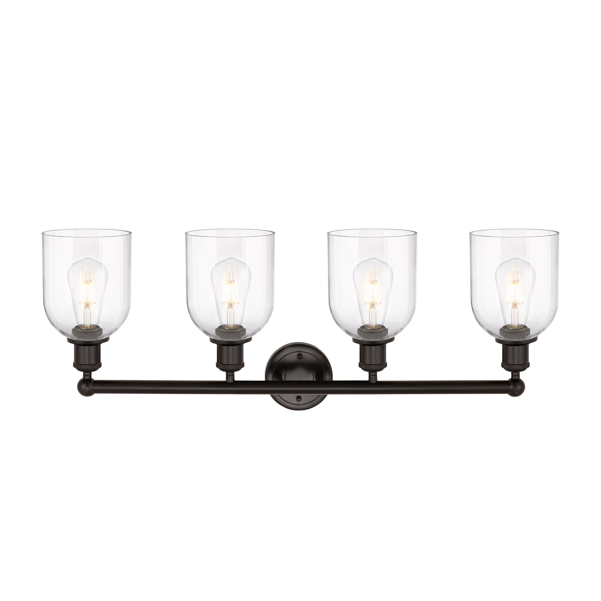 Image 2 Edison Bella 32.5"W 4-Light Oiled Bronze Bath Vanity Light w/ Clear Sh more views