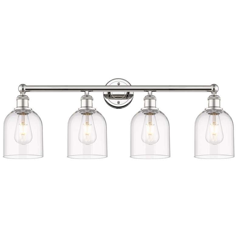 Image 1 Edison Bella 32.5"W 4-Light Polished Nickel Bath Light w/ Clear Shade