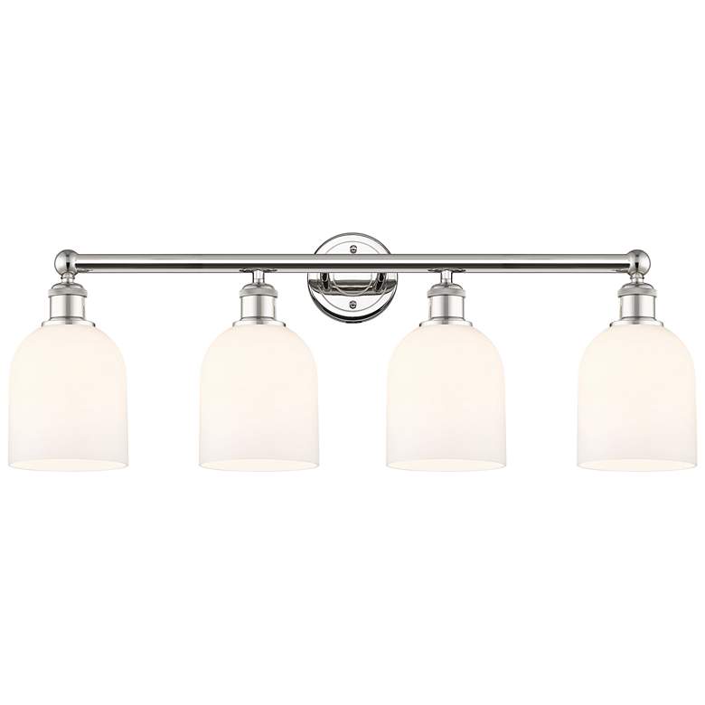 Image 1 Edison Bella 32.5"W 4-Light Polished Nickel Bath Light w/ Gloss White