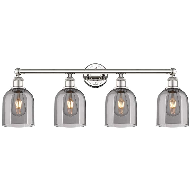 Image 1 Edison Bella 32.5"W 4-Light Polished Nickel Bath Light w/ Smoke Shade