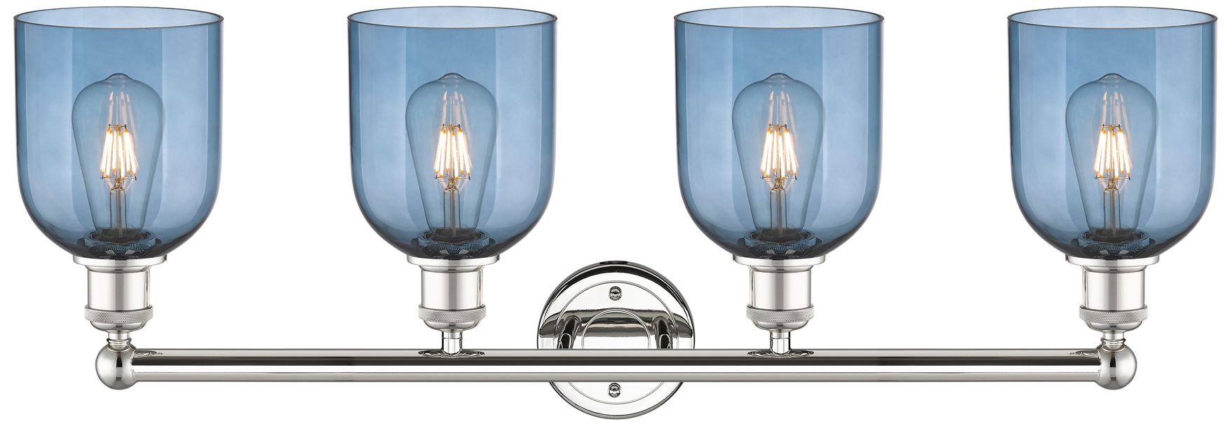 Image 2 Edison Bella 32.5"W 4-Light Polished Nickel Bath Vanity Light w/ Blue  more views