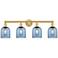 Edison Bella 32.5"W 4-Light Satin Gold Bath Vanity Light w/ Blue Shade