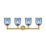 2_Edison Bella 32.5"W 4-Light Satin Gold Bath Vanity Light w/ Blue Shade more views