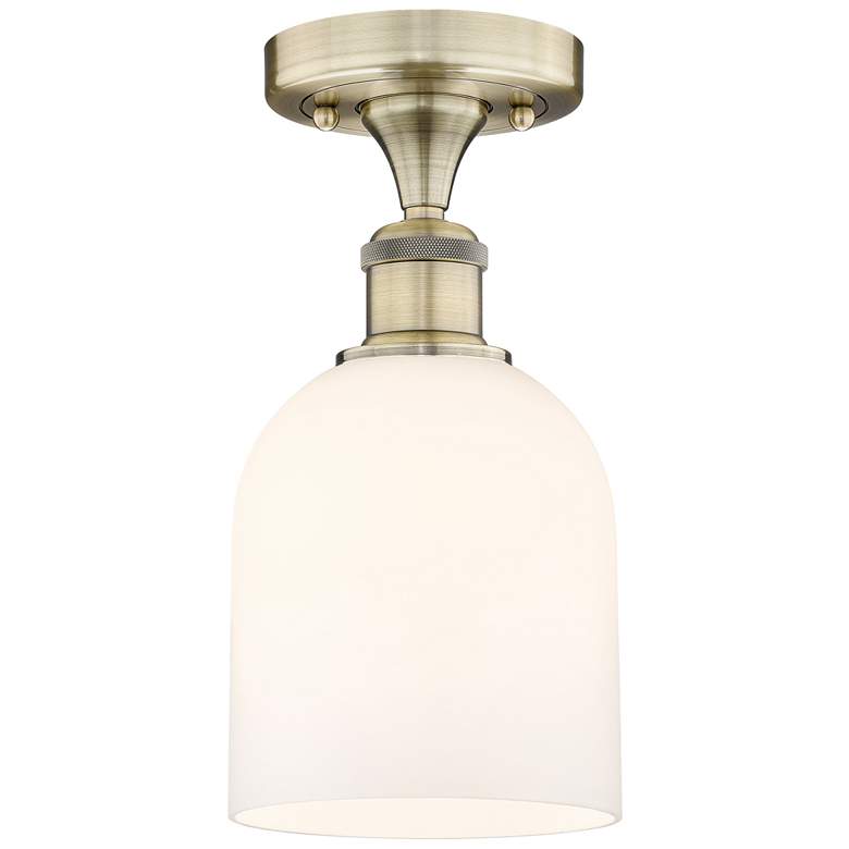 Image 1 Edison Bella 5.5" Wide Antique Brass Semi-Flush Mount w/ Glossy White