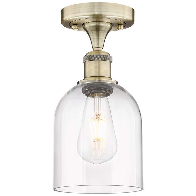 Image 1 Edison Bella 5.5" Wide Antique Brass Semi-Flush Mount With Clear Shade