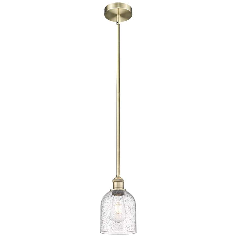 Image 1 Edison Bella 5.5" Wide Antique Brass Stem Hung Mini Pendant w/ Seedy S