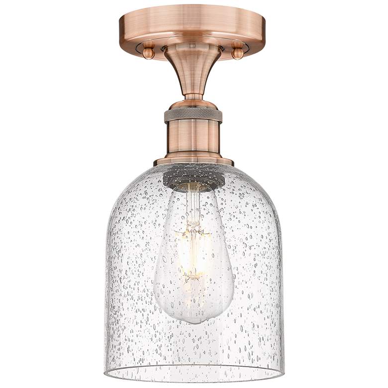 Image 1 Edison Bella 5.5" Wide Antique Copper Semi-Flush Mount With Seedy Shad