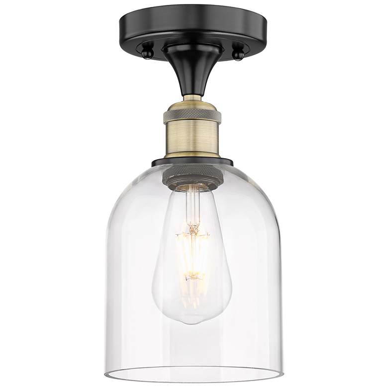 Image 1 Edison Bella 5.5" Wide Black Antique Brass Semi-Flush Mount w/ Clear S