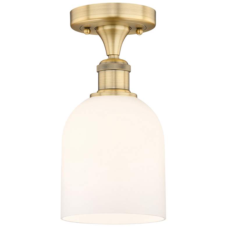 Image 1 Edison Bella 5.5" Wide Brushed Brass Semi-Flush Mount w/ Glossy White