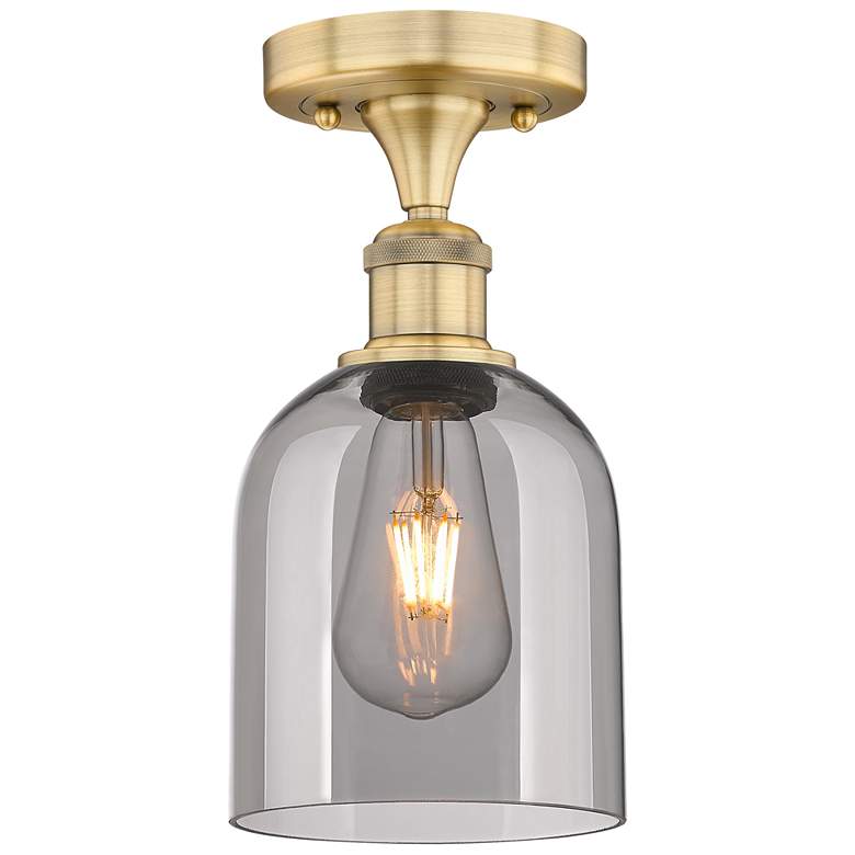 Image 1 Edison Bella 5.5" Wide Brushed Brass Semi-Flush Mount w/ Light Smoke S