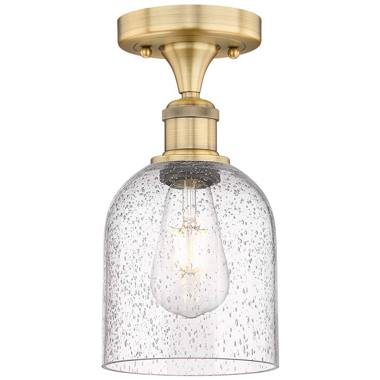 Image 1 Edison Bella 5.5" Wide Brushed Brass Semi-Flush Mount With Seedy Shade