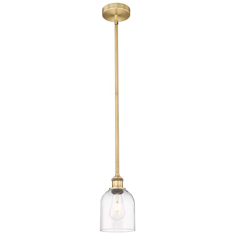 Image 1 Edison Bella 5.5" Wide Brushed Brass Stem Hung Mini Pendant w/ Clear S