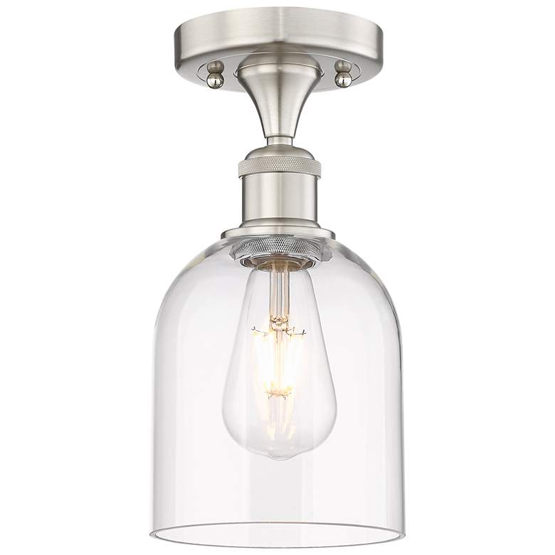 Image 1 Edison Bella 5.5" Wide Brushed Satin Nickel Semi-Flush Mount w/ Clear