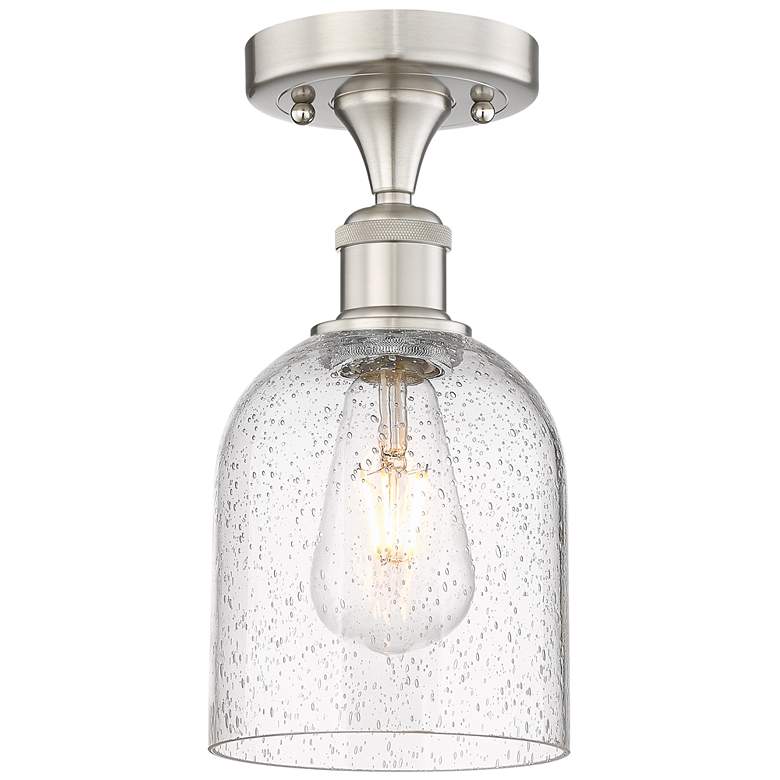 Image 1 Edison Bella 5.5" Wide Brushed Satin Nickel Semi-Flush Mount w/ Seedy
