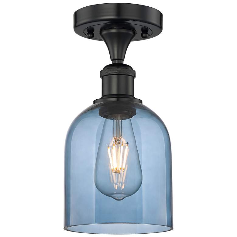 Image 1 Edison Bella 5.5" Wide Matte Black Semi-Flush Mount w/ Princess Blue S