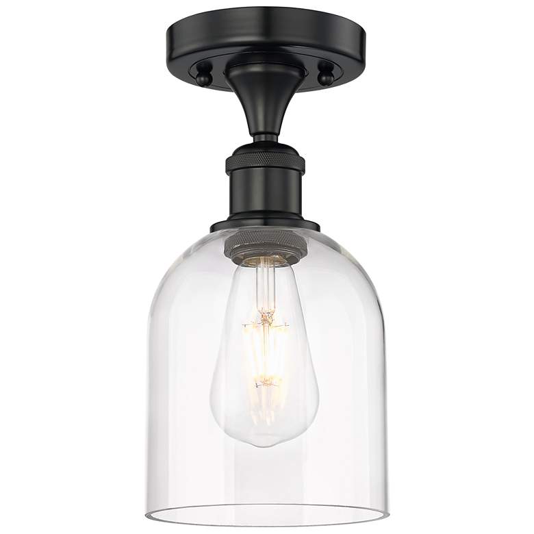 Image 1 Edison Bella 5.5" Wide Matte Black Semi-Flush Mount With Clear Shade