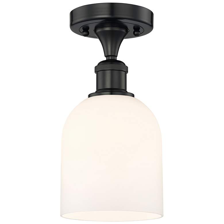 Image 1 Edison Bella 5.5" Wide Matte Black Semi-Flush Mount With Glossy White