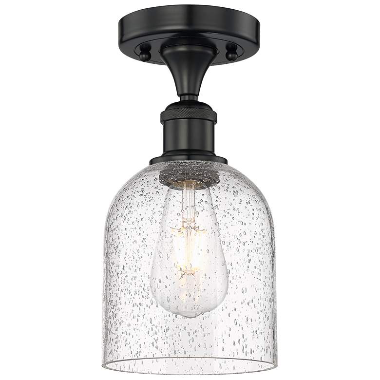 Image 1 Edison Bella 5.5" Wide Matte Black Semi-Flush Mount With Seedy Shade