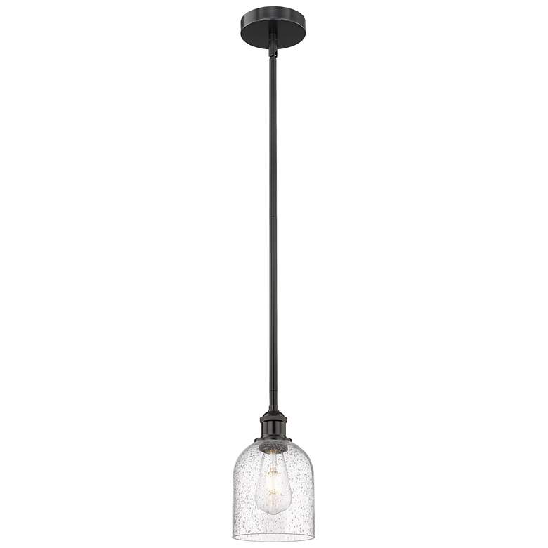 Image 1 Edison Bella 5.5" Wide Matte Black Stem Hung Mini Pendant With Seedy S