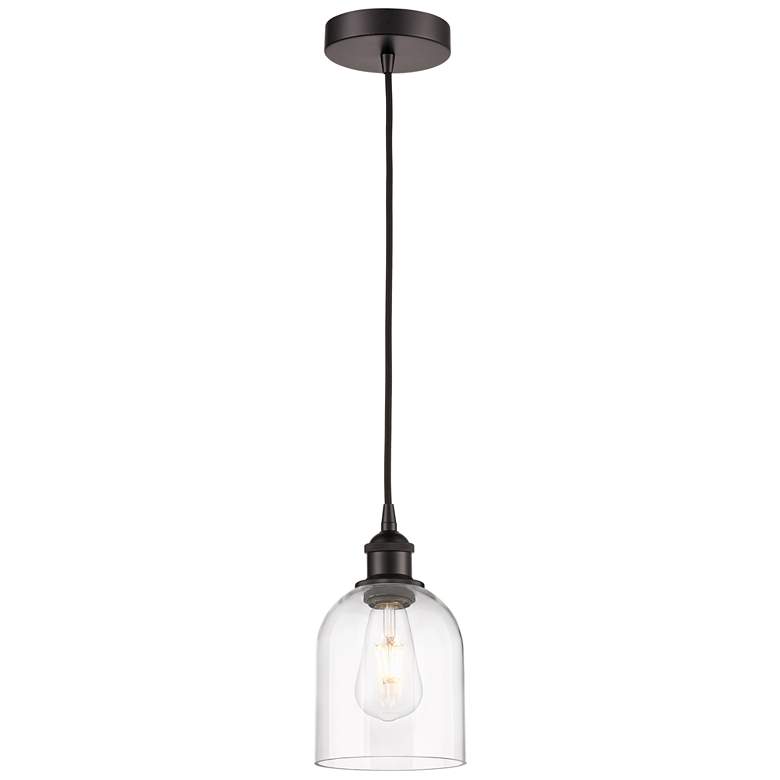 Image 1 Edison Bella 5.5" Wide Oil Rubbed Bronze Corded Mini Pendant w/ Clear
