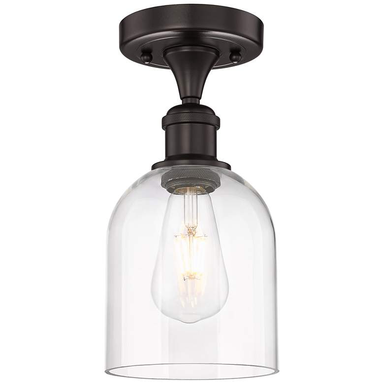 Image 1 Edison Bella 5.5" Wide Oil Rubbed Bronze Semi-Flush Mount With Clear S