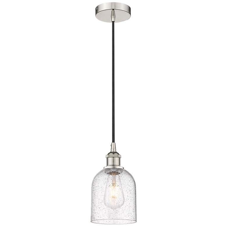 Image 1 Edison Bella 5.5" Wide Polished Nickel Corded Mini Pendant w/ Seedy Sh