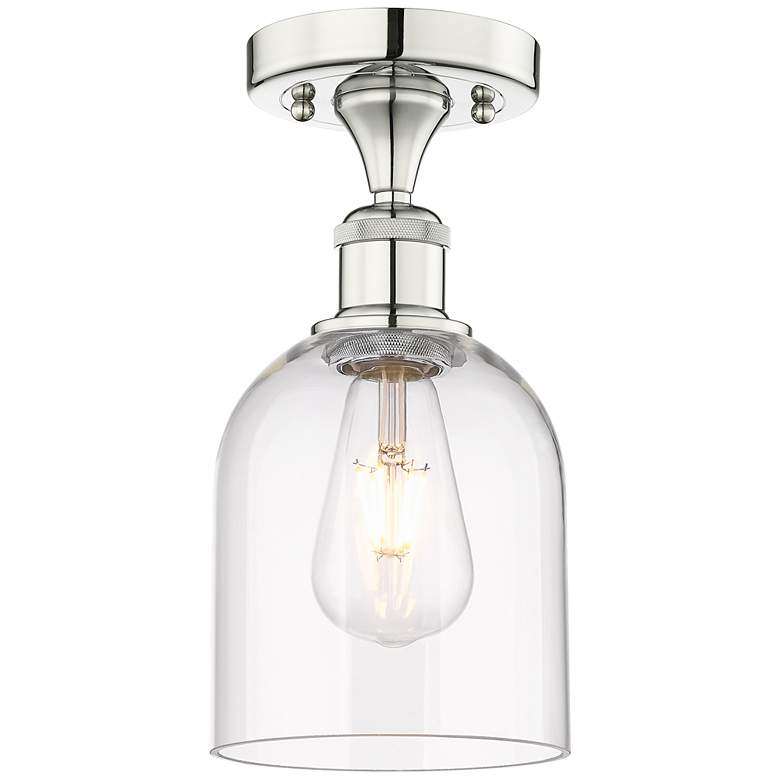 Image 1 Edison Bella 5.5" Wide Polished Nickel Semi-Flush Mount With Clear Sha