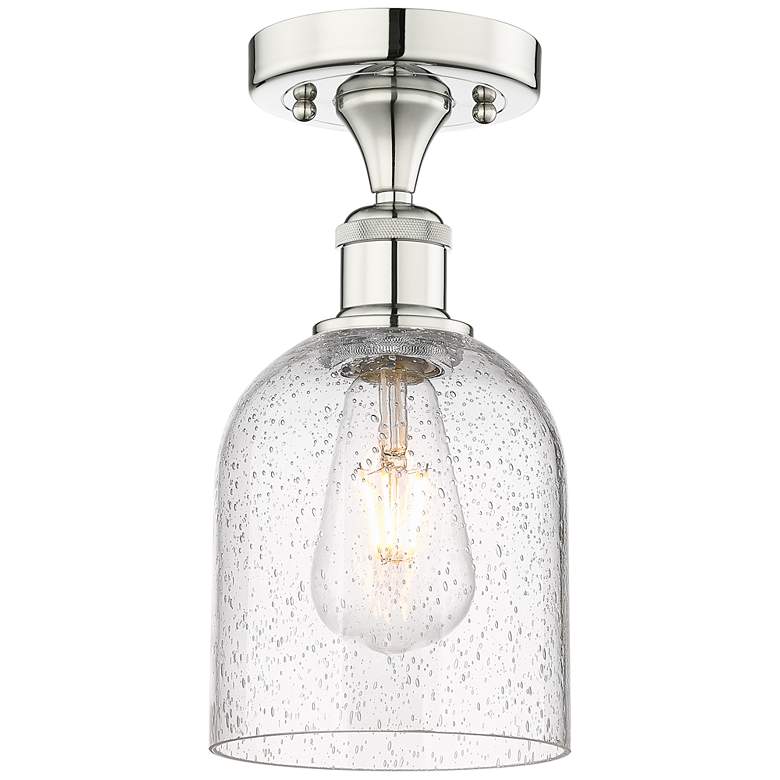 Image 1 Edison Bella 5.5" Wide Polished Nickel Semi-Flush Mount With Seedy Sha