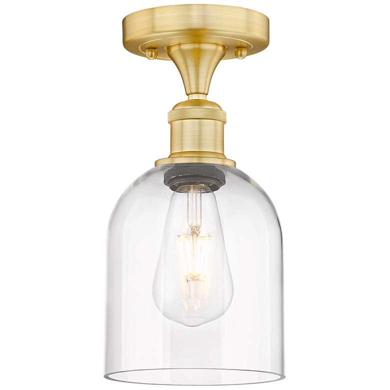 Image 1 Edison Bella 5.5" Wide Satin Gold Semi-Flush Mount With Clear Shade