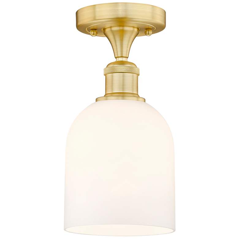 Image 1 Edison Bella 5.5" Wide Satin Gold Semi-Flush Mount With Glossy White S