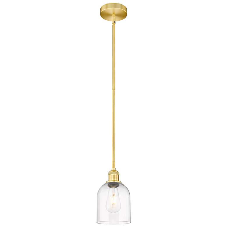 Image 1 Edison Bella 5.5" Wide Satin Gold Stem Hung Mini Pendant With Clear Sh