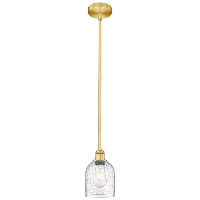 Image 1 Edison Bella 5.5" Wide Satin Gold Stem Hung Mini Pendant With Seedy Sh