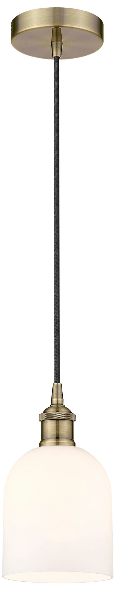 Edison Bella 5.5"W Antique Brass Corded Mini Pendant w/ Glossy White S