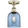 Edison Bella 5.5"W Antique Brass Semi-Flush Mount w/ Princess Blue Sha