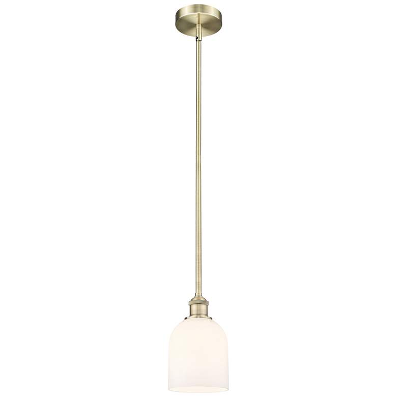 Image 1 Edison Bella 5.5"W Antique Brass Stemmed Mini Pendant w/ Glossy White