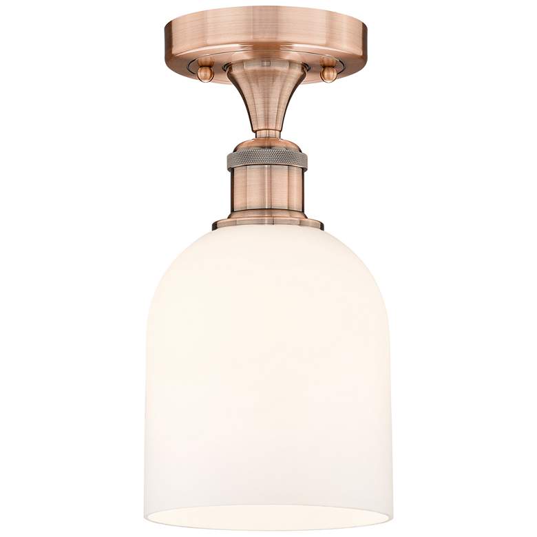 Image 1 Edison Bella 5.5"W Antique Copper Semi-Flush Mount w/ Glossy White Sha