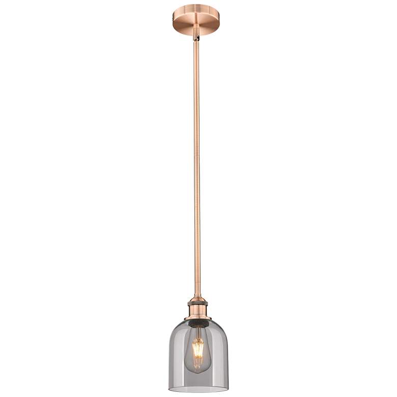 Image 1 Edison Bella 5.5"W Antique Copper Stemmed Mini Pendant w/ Light Smoke