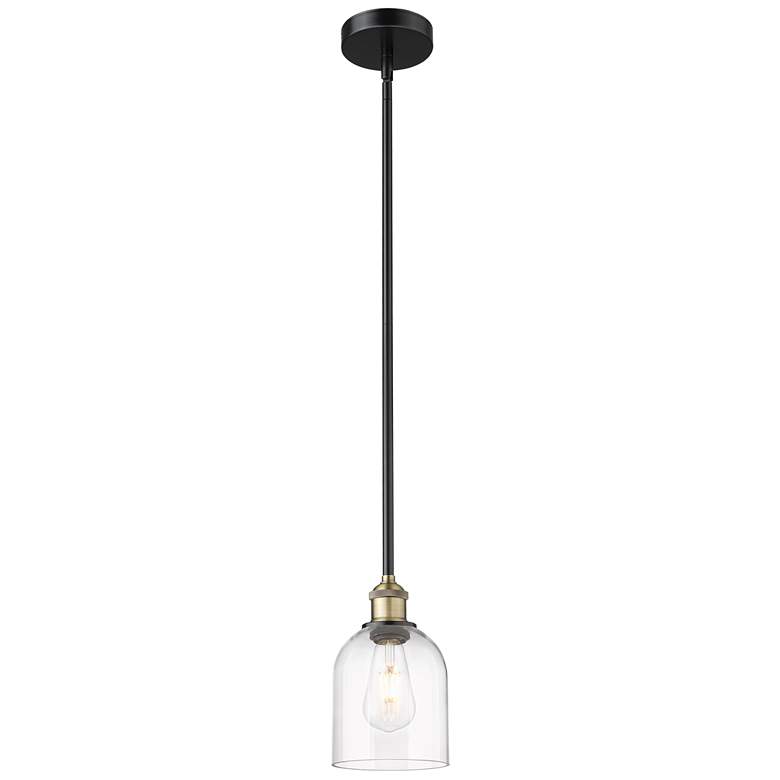 Image 1 Edison Bella 5.5"W Black Antique Brass Stemmed Mini Pendant w/ Clear S