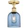 Edison Bella 5.5"W Brushed Brass Semi-Flush Mount w/ Princess Blue Sha