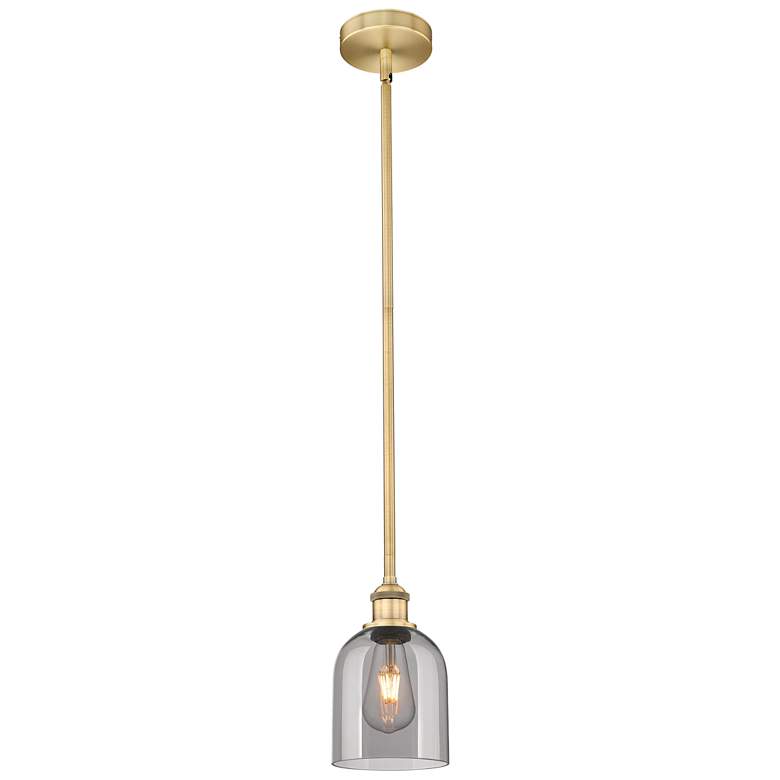 Image 1 Edison Bella 5.5"W Brushed Brass Stemmed Mini Pendant w/ Light Smoke S