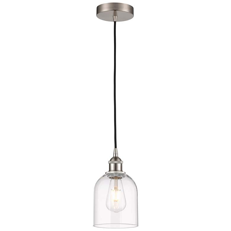 Image 1 Edison Bella 5.5"W Brushed Satin Nickel Corded Mini Pendant w/ Clear S