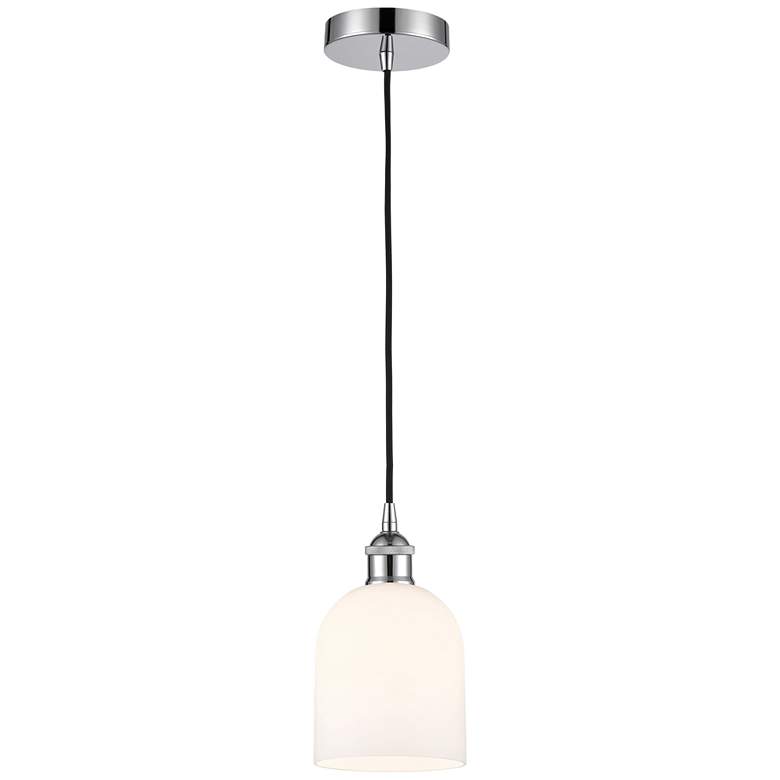 Image 1 Edison Bella 5.5"W Chrome Corded Mini Pendant w/ Glossy White Shade