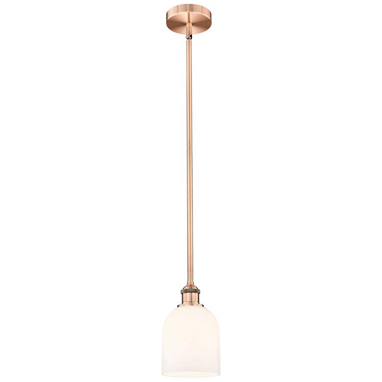 Image 1 Edison Bella 5.5"W Copper Stemmed Mini Pendant w/ Glossy White Shade