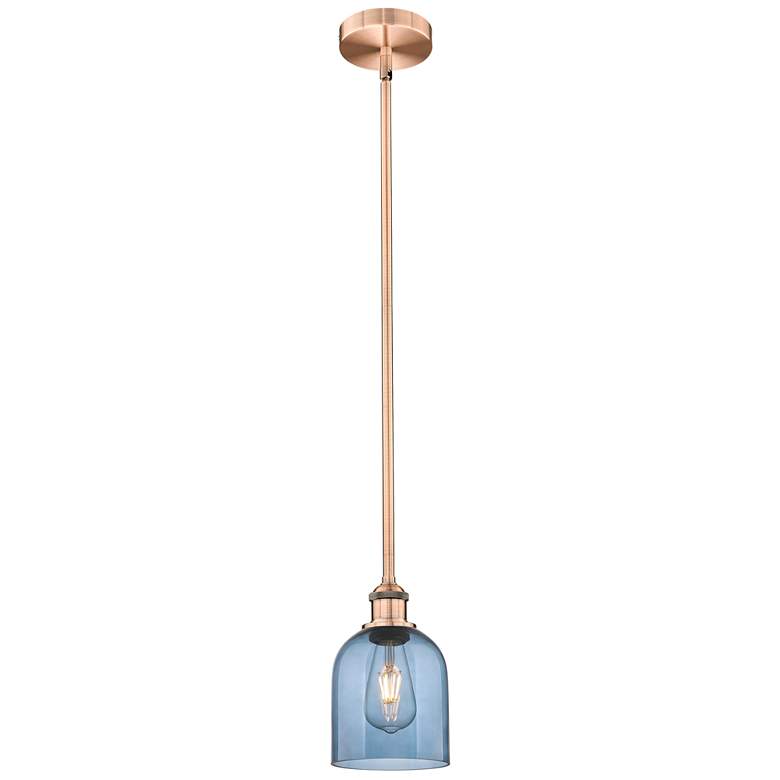 Image 1 Edison Bella 5.5"W Copper Stemmed Mini Pendant w/ Princess Blue Shade