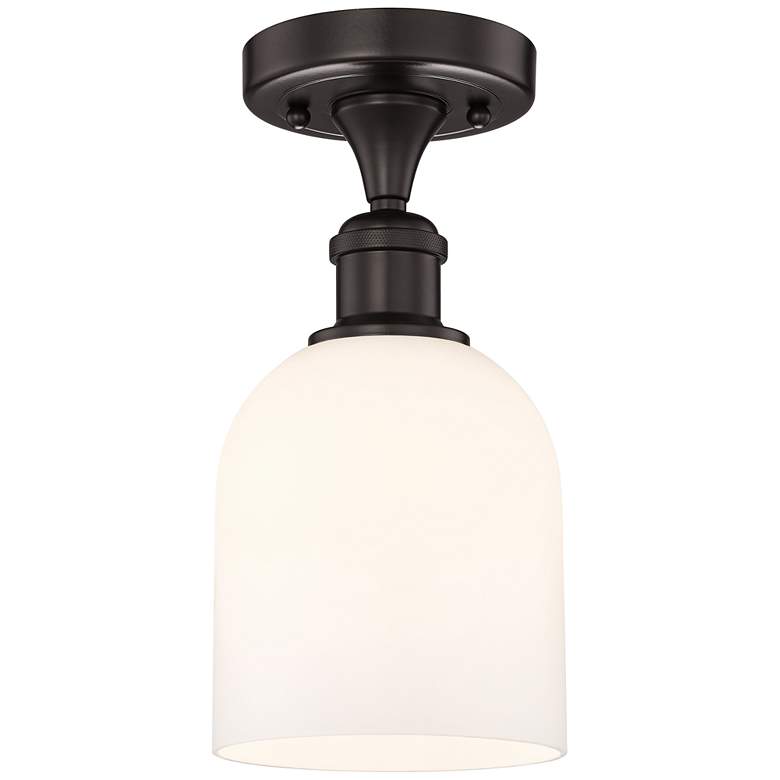 Image 1 Edison Bella 5.5"W Oil Rubbed Bronze Semi-Flush Mount w/ Glossy White